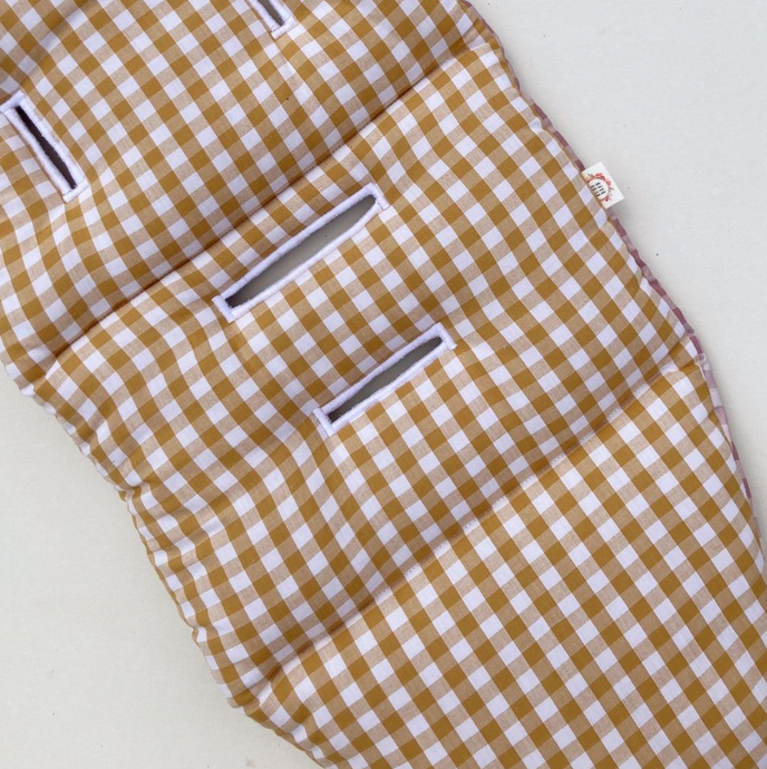 Mustard Gingham with Mustard Linen - Made to fit or Universal Pram Liner - Custom Order