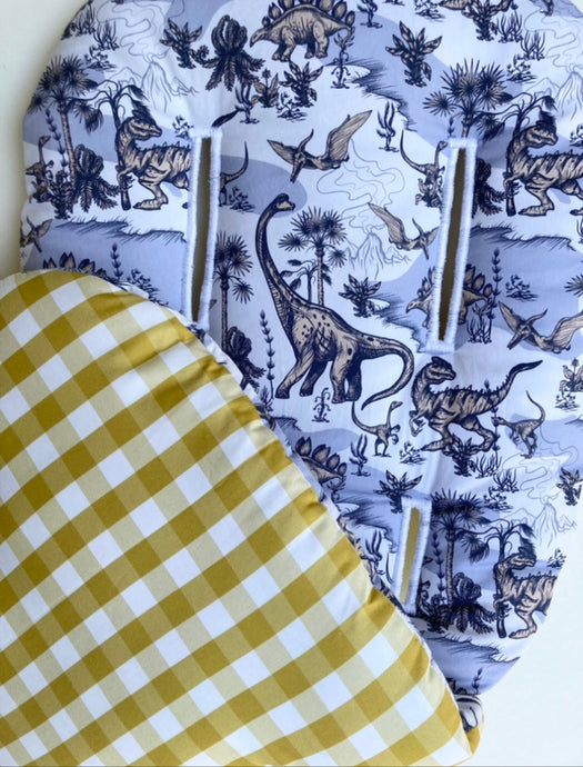 The Cretaceous with Mustard Linen - Made to fit or Universal Pram Liner